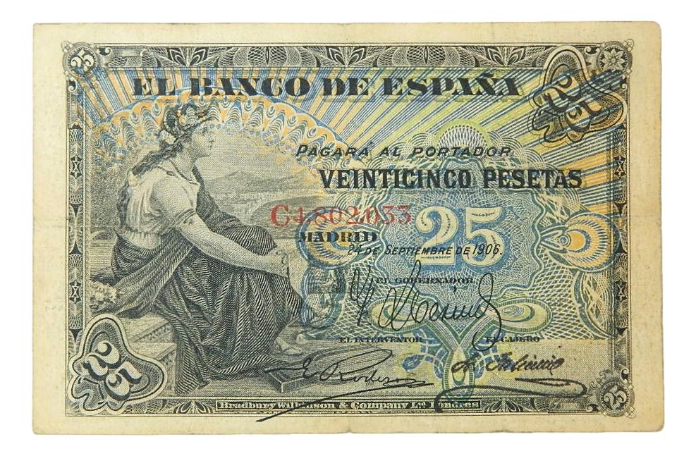 1906 - ESPAÑA - BILLETE - 25 PESETAS - BC-