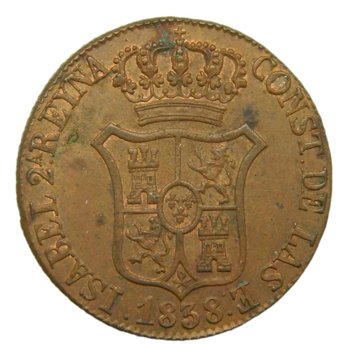 1838  - ISABEL II - 6 CUARTOS - CATALUÑA