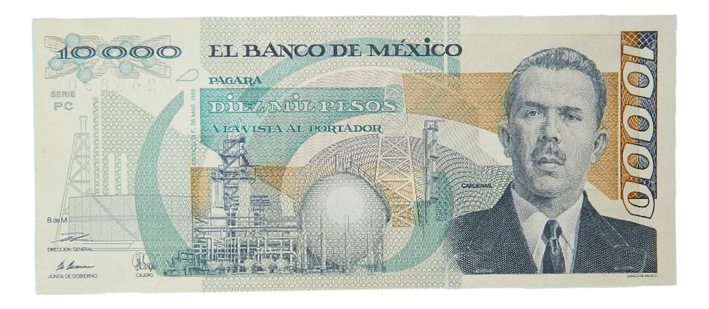 1989 - MEXICO - BILLETE - 10000 PESOS - PICK 90 C - CARDENAS - SC