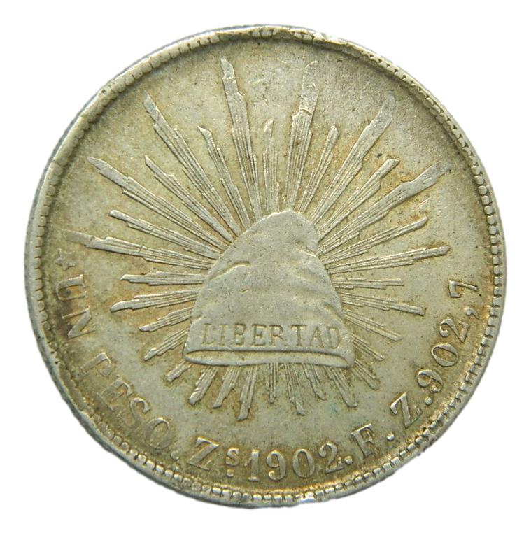 1902 FZ - MEXICO - 1 PESO - ZACATECAS - PLATA