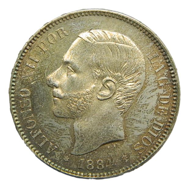 1884 *18-84 - ALFONSO XII - 5 PESETAS - MSM - SC-