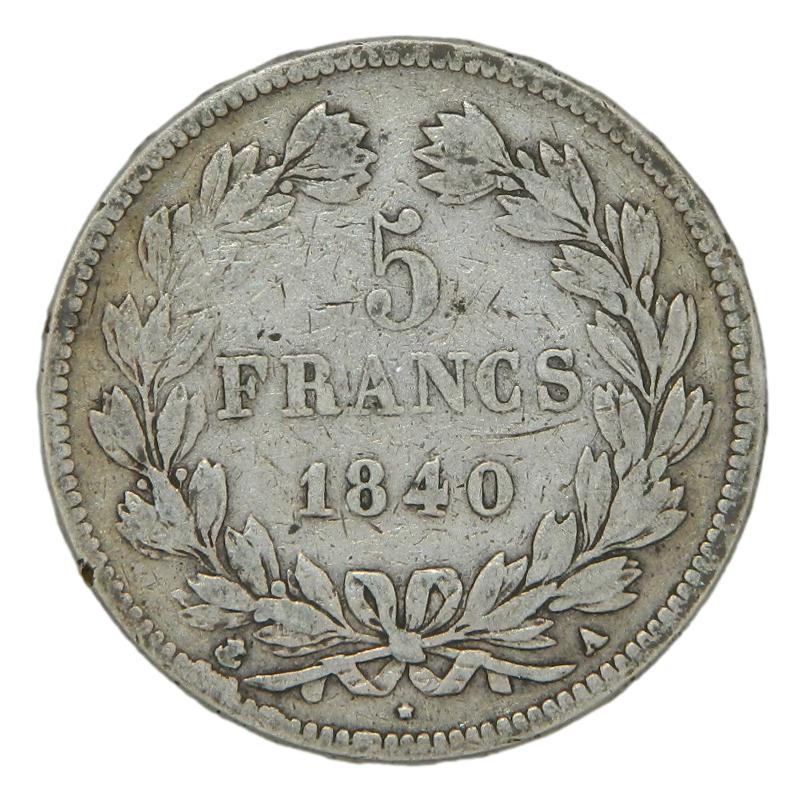 1840 A - FRANCIA - 5 FRANCS - PARIS - PLATA